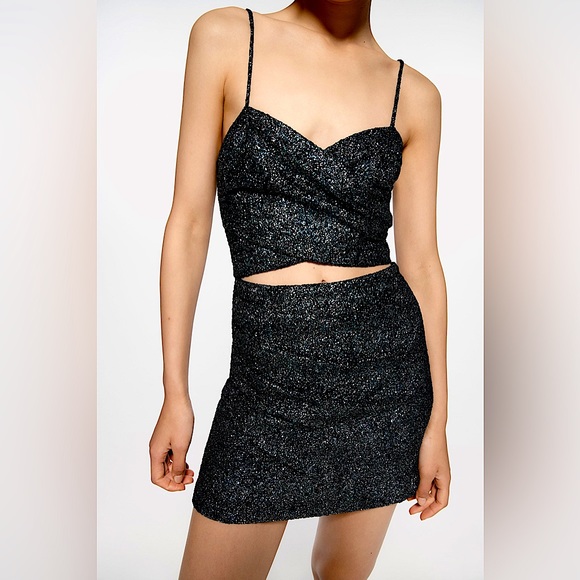 ZARA Metallic Cut Out Dress - Picture 5 of 10